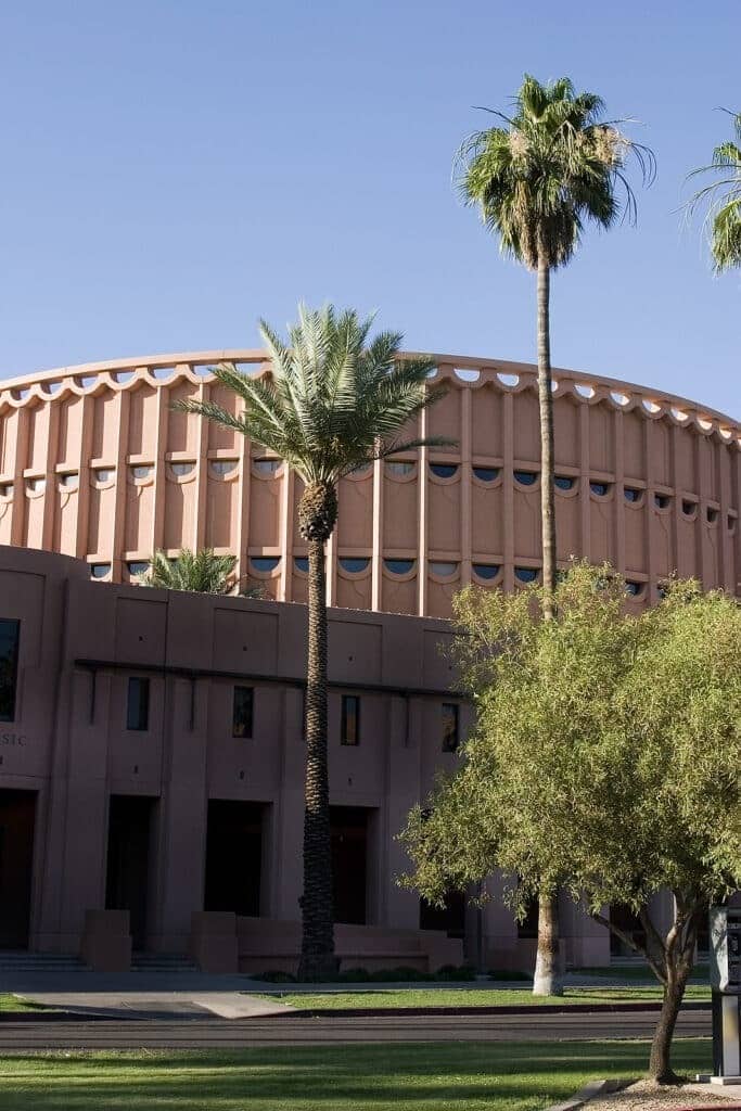 Phoenix museum building with palms
