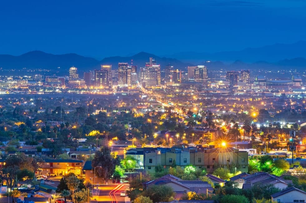 Phoenix skyline at dusk